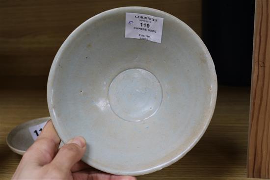 A Chinese Song Qingbai bowl and a Ding type bowl 17cm diam